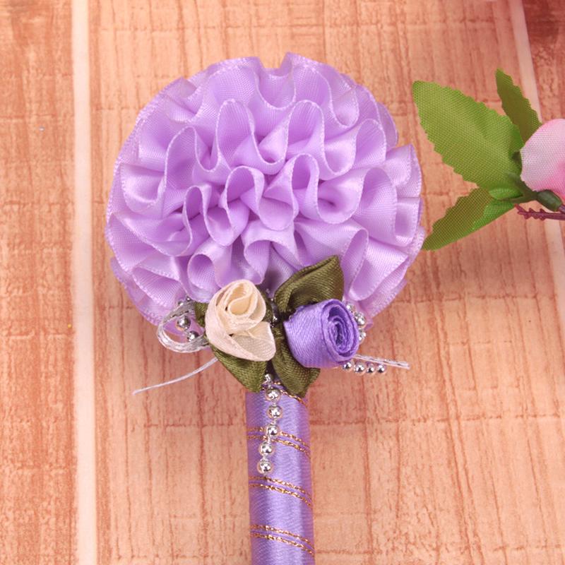 1PC Creative Coloful Flower Bow Bonny Ballpoint Pen Fresh Long Stick Sign Pen For Wedding Gift