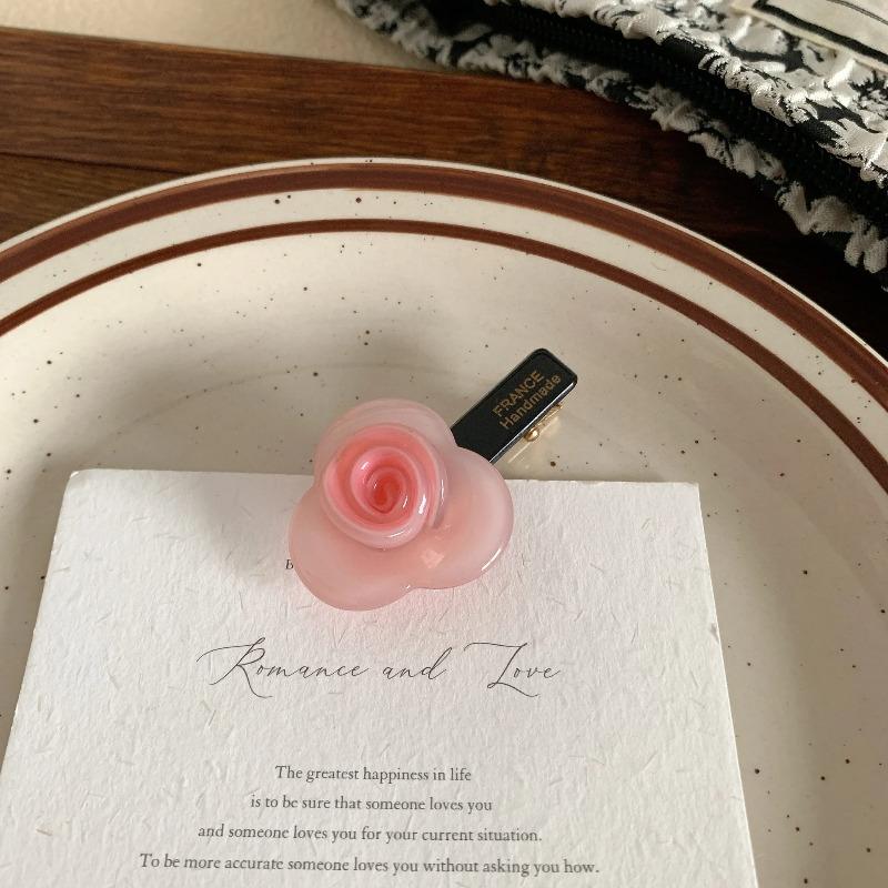 Korean Rose Flower Hair Duckbill Clip Acetic Acid Small Flower Side Clip Simple Temperament Bangs Hairpin Styling Accessories