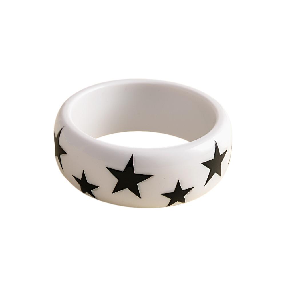 Korean Ins Star Wide Bracelet Resin Pentagram Hand Ring Exaggerated Y2k Star Bangle Decoration