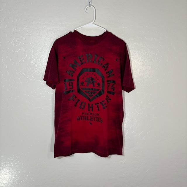 American Fighter Shirt Mens Large Red Black Premium Athletics Graphic Tee Buckle
