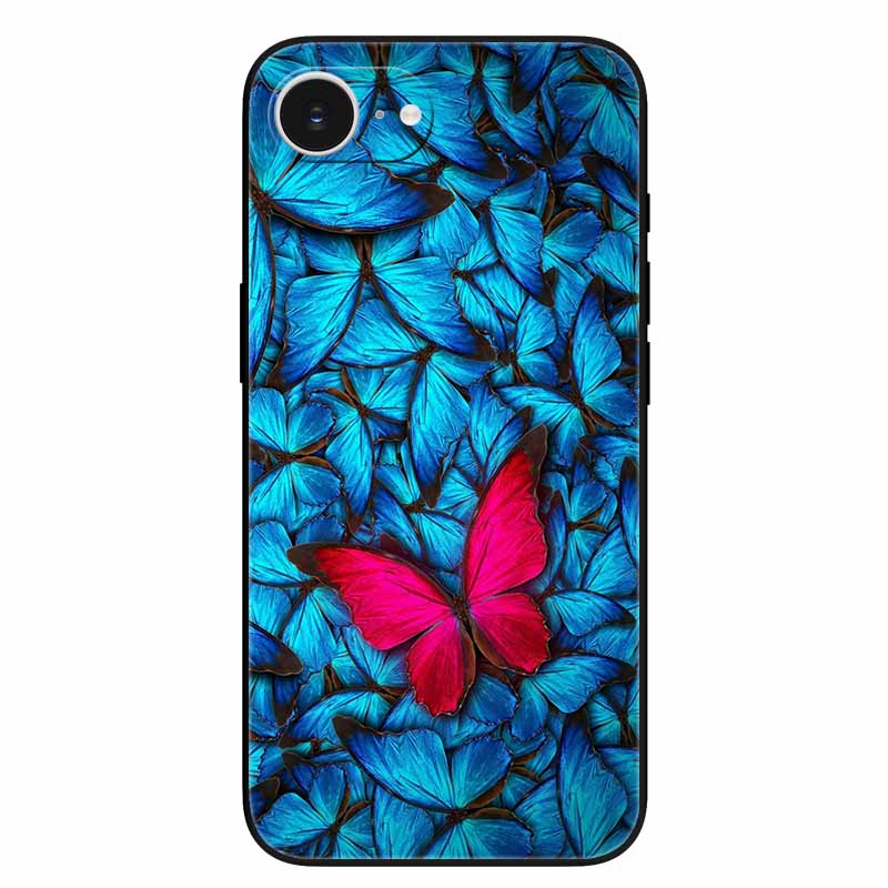 Schwarze Handyhülle Cover für Apple iPhone 16e Hüllen Gedruckte TPU Weiche Stoßfängerhülle für iPhone16e 16e 2025 Schutz Silikonhüllen
