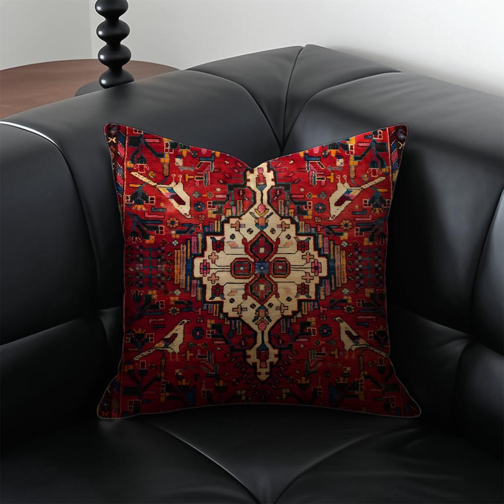 Vintage Persian Style Pillow Cushion Cover Pillow Case Anti-Dustmite Invisible Zipper Silky Plush Cushion