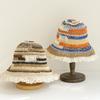 2026 NEW Handmade High quality colorful stripe Sun Hat Floppy Summer Hats For Women Beach Panama Straw Dome Bucket Hat