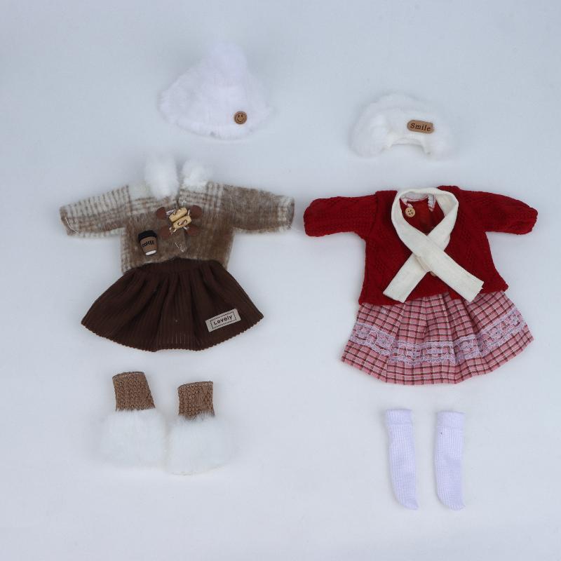 1 Set 1/6 Doll Outfit Kit 30Cm Doll Clothes Pretty Dress Hat Winter Coat Girl Toy Gift Doll Accessory No Shoes And Doll