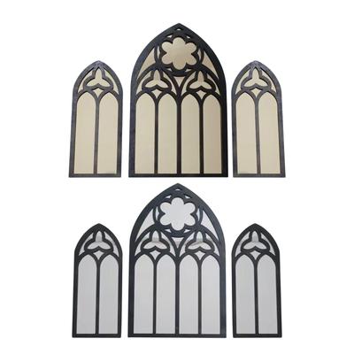 3x Gothic Wall Mirrors Vintage Goth Room Decor Cathedral Arch Frame Arched Wall Mirrors for Bedroom Living Room Home Decoration