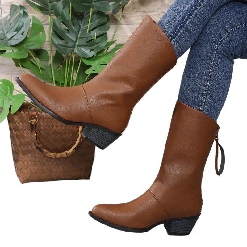 Fashion 2024 New INS Women Beige High Heels Wedges Long Boots Lady Riding  Boots Autumn Designer Pointed Toe Knee-High Boots