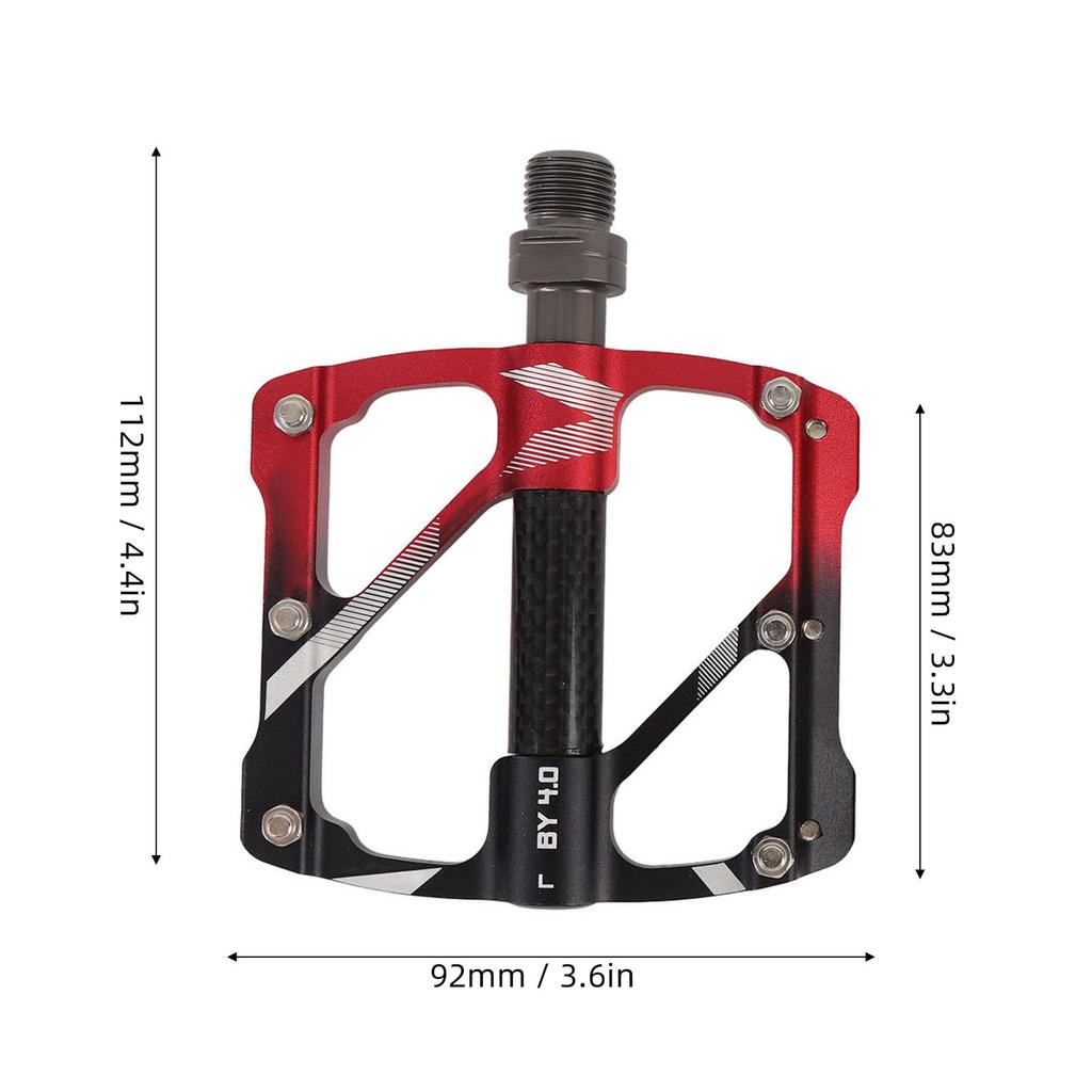 1 Pair Cycling Pedals Aluminum Alloy Widened Non Slip 3 Bearing Flat Pedal Replacement for Mountain and Road Riding Black Red