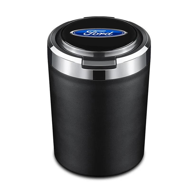 Hot Car Ashtray with Lid Smell Proof Stainless Steel Blue Led Portable Ashtray Cup For Ford Mk2 Mk3 Mk4 Mk5 Mk7 Fiesta FOCUS 2 3