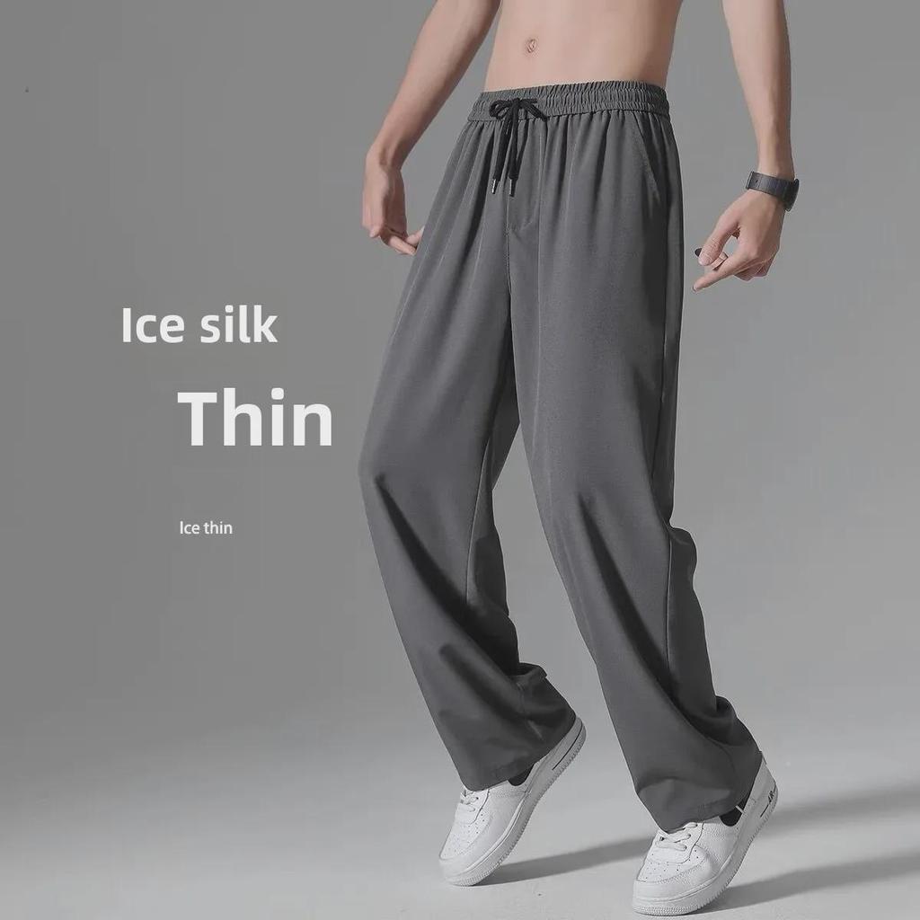 Herren Sommer Locker Geschnittene Weitbeinige Eisseidenhose