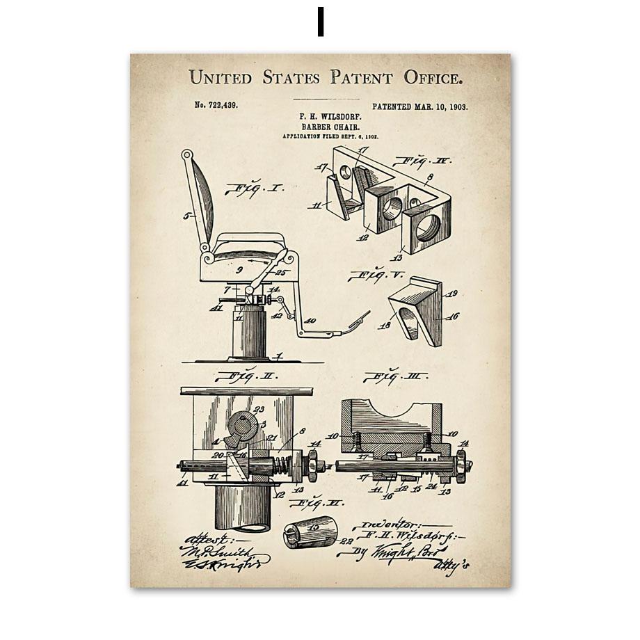 Fashion Makeup Patent Mascara Blueprint Wall Art Print Canvas Painting Nordic Poster Wall Pictures Beauty Salon Shop Room Decor