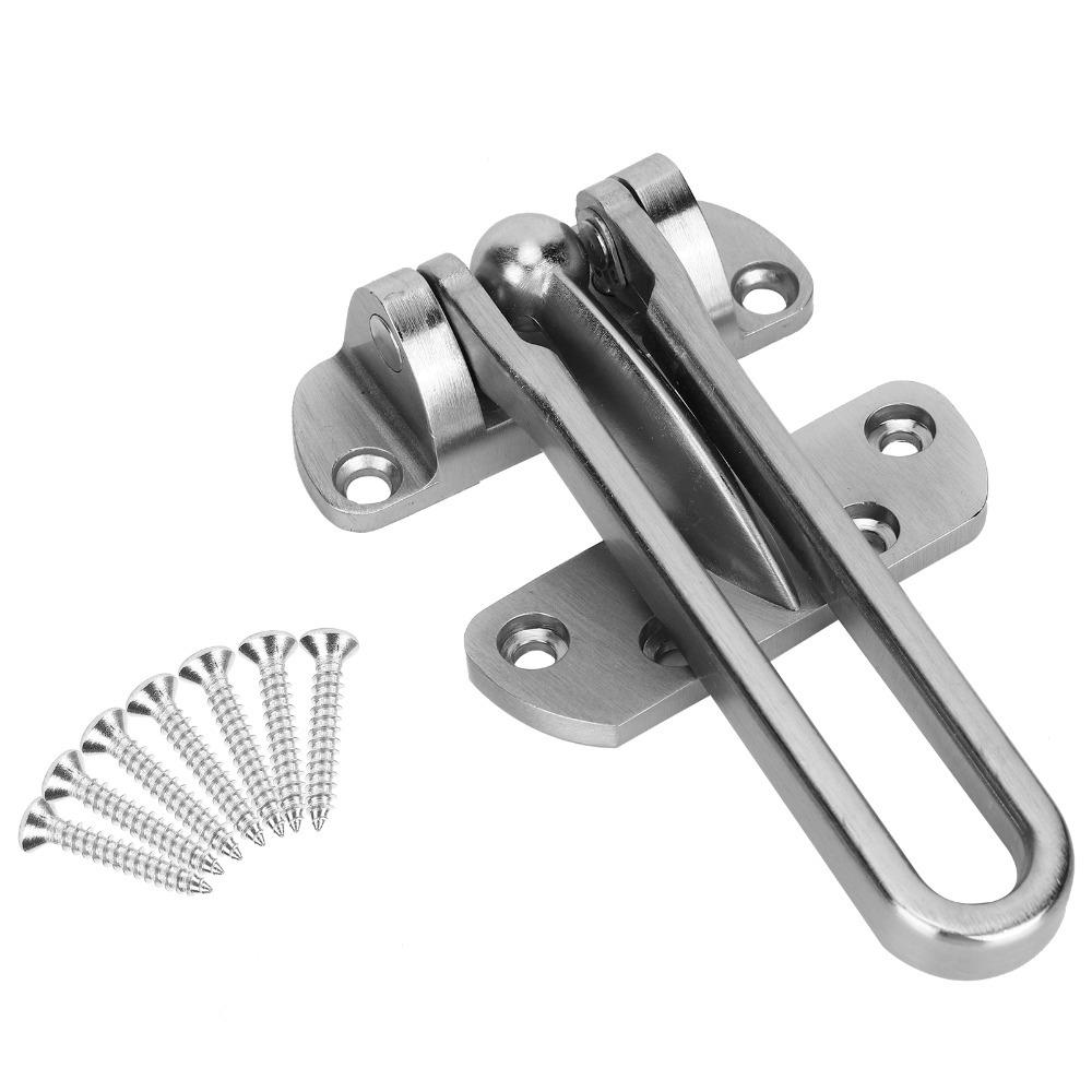 Brushed Nickel AntiTheft Lock Buckle Stainless Steel Swing Bar Door Lock  Front Door