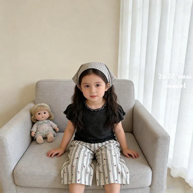 Floral Ruffled Baby Girl T-Shirt and Pants Set - 2026 Summer Collection