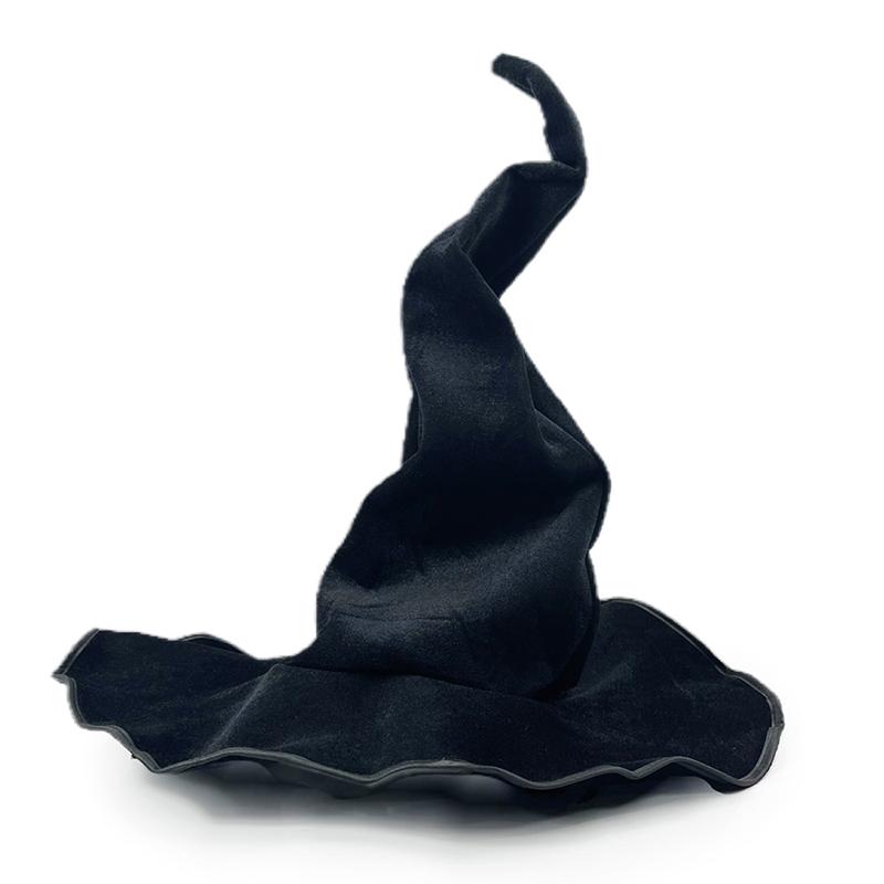 Halloween Costume Female Witch Twist Hat Black Velvet Witch Magician Velvet Hat Party Cosplay Props Festival Decor Accessories