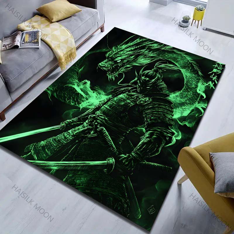 

Multiple sizes Samurai and Dragon Art Rug Pattern Carpet for Living Room Bedroom Sofa Home Decor Non-slip Floor Mat Luxury Gift 40x60cm