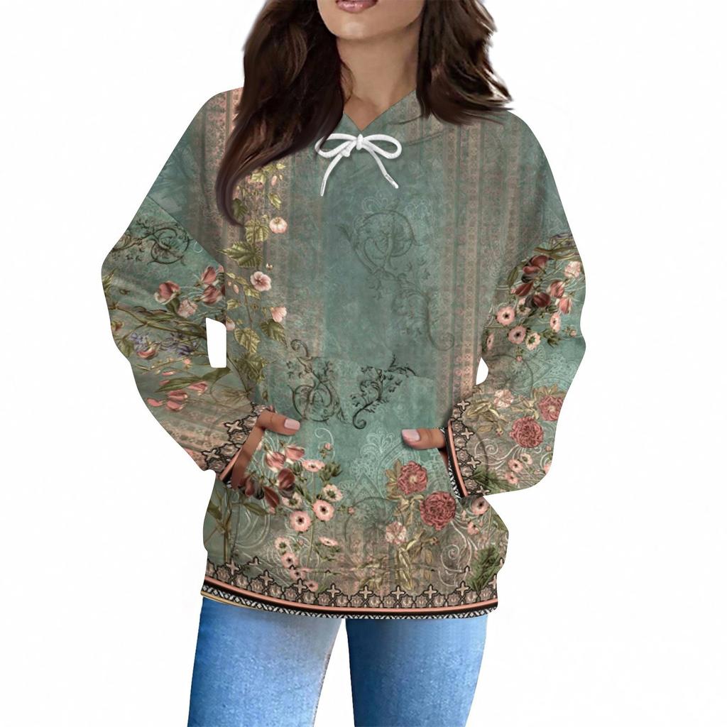 Women's Fashion Daily  Casual Hoodie Long Sleeve Printed Top