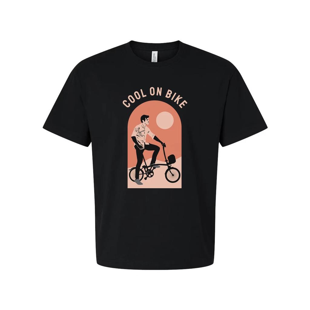 Unisex Bicycle Rider Graphic T-Shirt With Arch Sunset Design For Casual Everyday