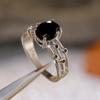 Black Stone Women's Ring Fashion Three Rows Ball Accessories Paired with Simple Black Dress Girl Gift