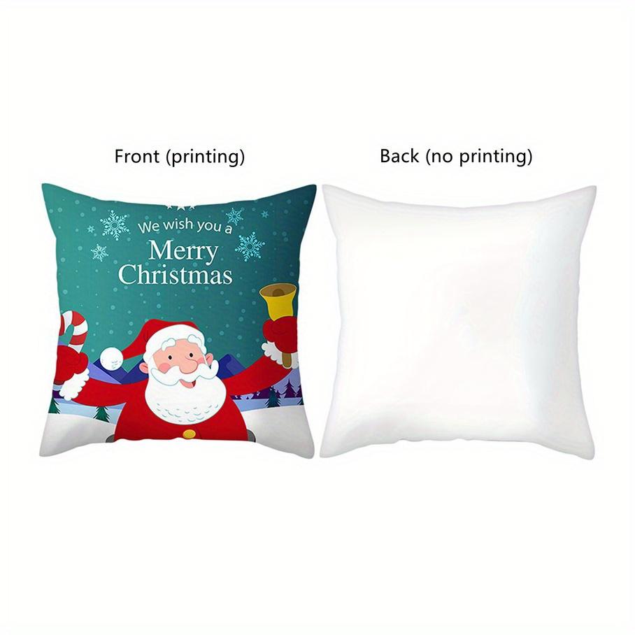 Christmas Khaki 2D Flat Print Pillow Cover Santa Cartoon Home Sofa Holiday Decoration Cushion Cover (excluding Pillow Core)
