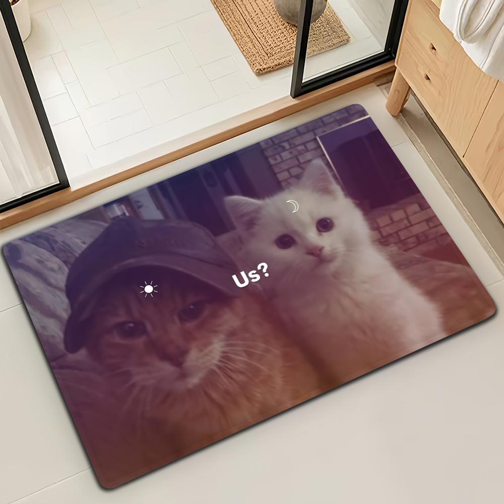 Cute Cartoon Kawaii Cat Door Mat Bath Microfiber Decorative Versatile Flannel Floor Mat Quick Dry Absorbent Non-slip Sole