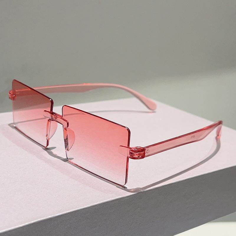 Rimless Rectangle Sunglasses Men New Fashion Gradient Outdoor Shades Women Trendy Simple Beach Vacation Decor Sun Glasses