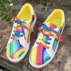 Rainbow Color Lace Up Sneakers Women Casual Non-Slip Platform Vulcanized Shoes Woman 2025 Autumn Flats Running Walking Shoes 43