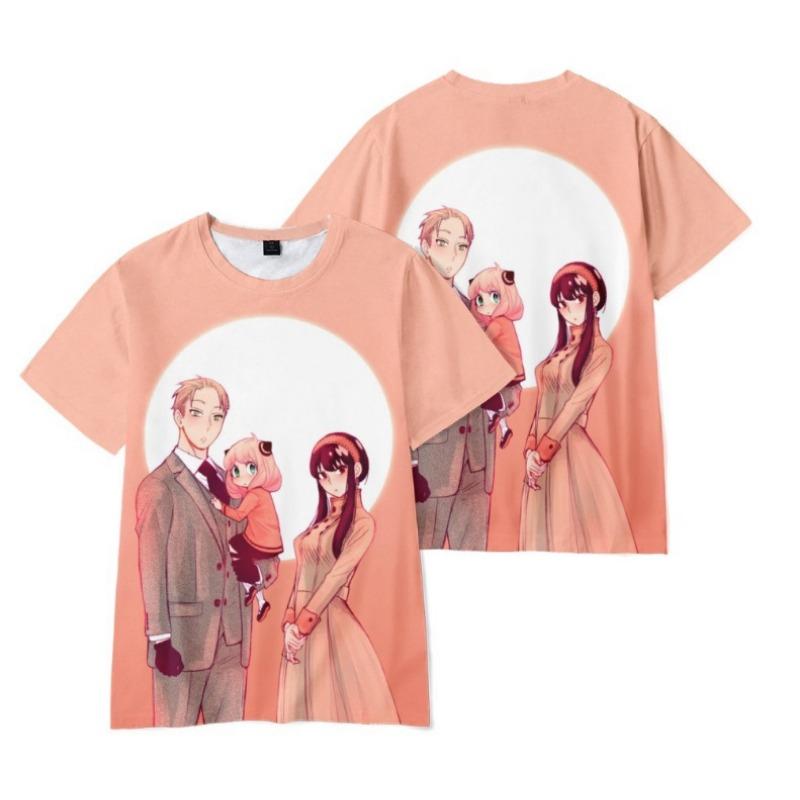 Women's Summer 3D T-shirt Short Sleeved Spy House SPY × FAMIL Casual Minimalist T-shirt