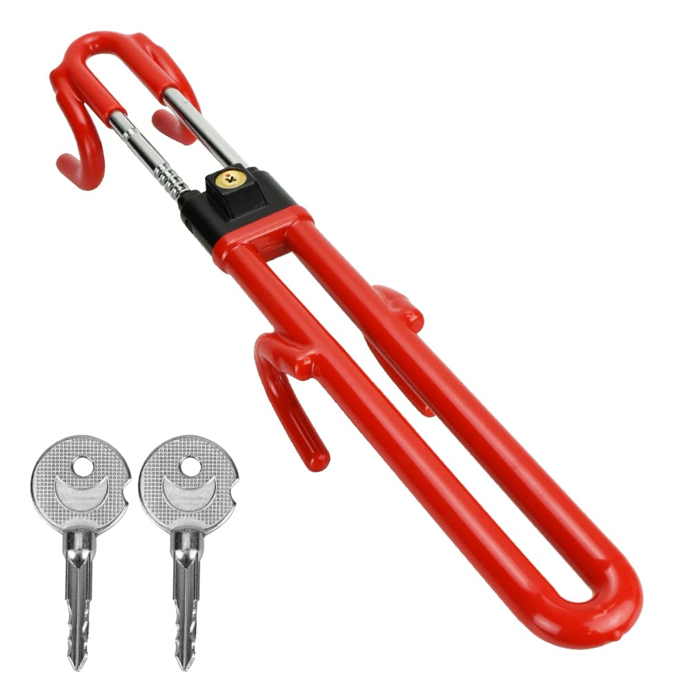 

Car Steering Wheel Relay Attack Vehicle Theft Double Robust Cylinder Structure Lock, Protection, Prevention, Locking, (Red)