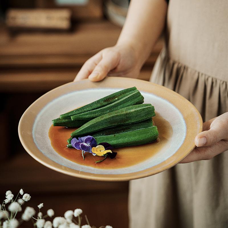 Special-Shaped Plate, Ceramic Plate, Creative Splicing Plate, Retro Style Tableware Plate, Household Vegetable Plate, Pasta Plate, Salad Plate.