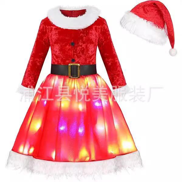 Crăciun Nou, Haine de Crăciun pentru Adulți, Copii, Femei, Rochie de Crăciun Luminoasă