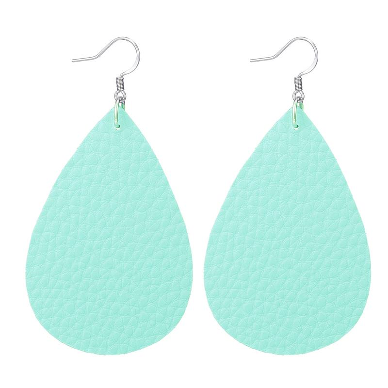 

Fashion 29 Colors Teardrop Leather Earrings Lightweight Drop Earings Zircon Antique Dangle Earrings For Women Gifts Wholesale зелений