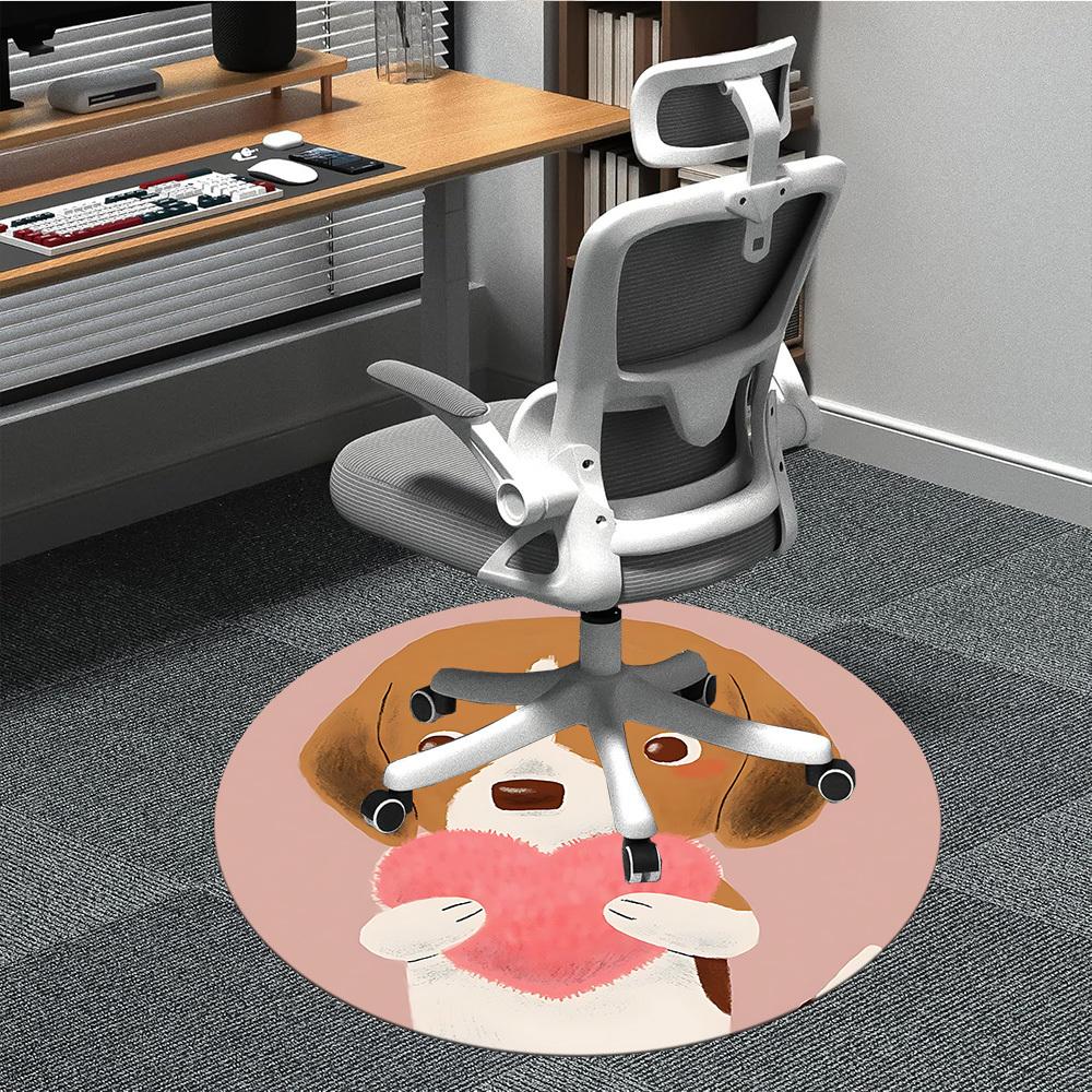 1pc Puppy Heart Office Round Area Rug, Under Office Chairs Bedroom Living Room Home Decor, Room Deco