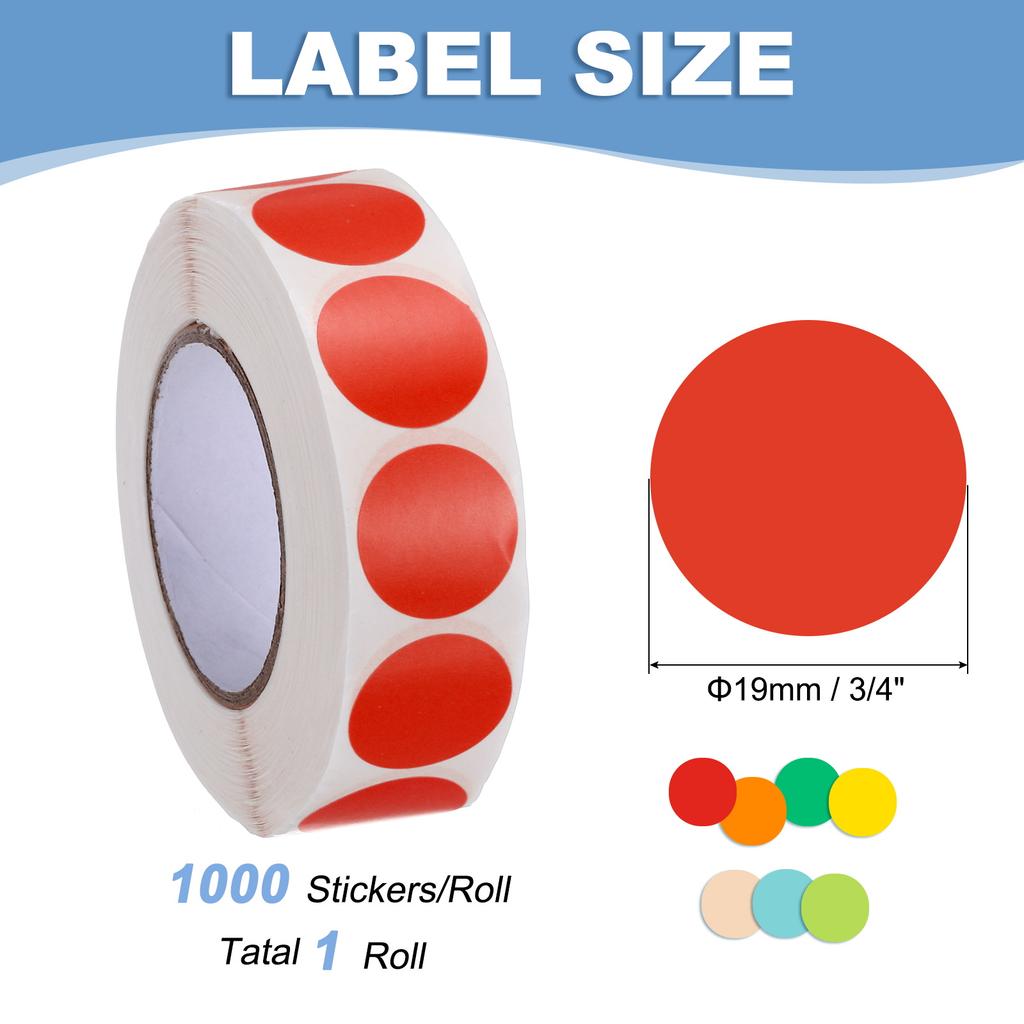 1000Pcs Colored Dot Stickers Color Coding Labels Blank Circle Stickers Adhesive Round Price Stickers for Office 12.7mm 19mm 25mm