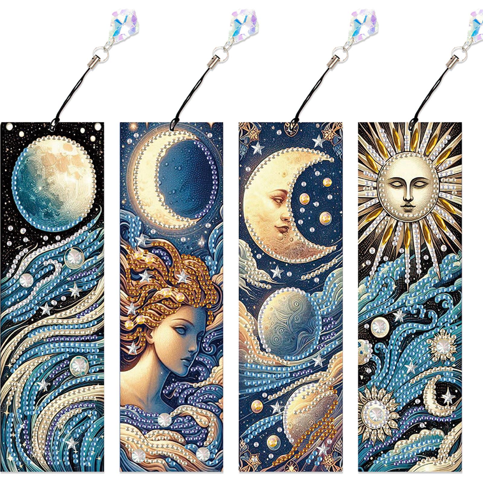 

4Pcs DIY Irregular Shaped Diamonds Diamond Painting Art Bookmarks for DIY Making Beginners Adult Art Craft Supplies