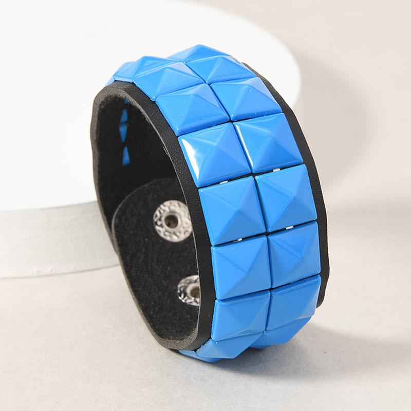 

Punk Hip-Hop Square Rivets PU Leather Bracelet For Male Female Buckle Wristband Vintage Jewelry