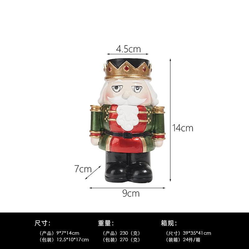 Mini Decorative Christmas Nutcracker Resin Painted Crafts Home Decor Candlelight Dinner Candlestick Stand Candle Holder