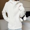 Hooded Zip Up Sports Jacket Women Autumn Winter Fleece Lined Thicken Hoodies Woman Solid Casual Loose Sweatshirts Cardigan