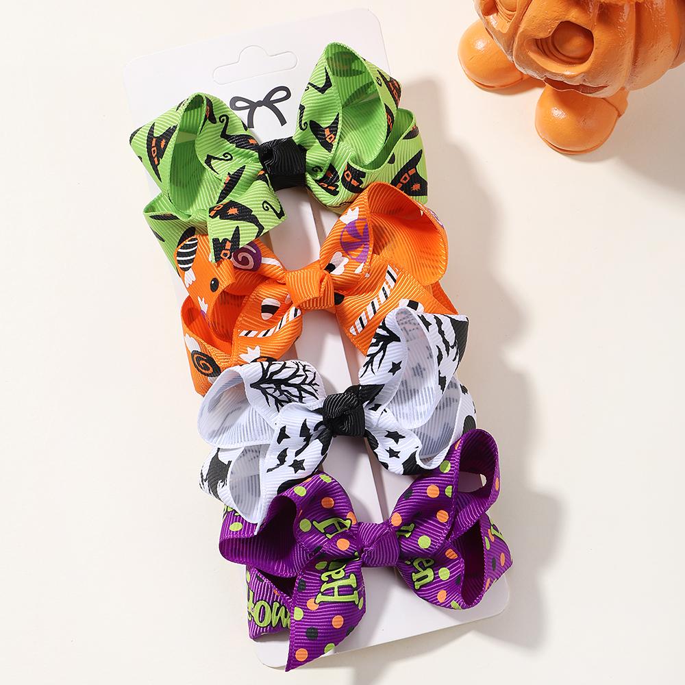 8Pcs/Set Halloween Bow Skull Hairclip for Kids Funny Hairpin Gothic Personality Girls Children Party Baby Hair Accessories Set