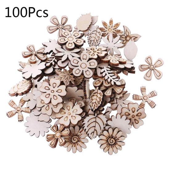 

100шт деревянные цветы листья украшения DIY орнамент ремесло свадебное украшение