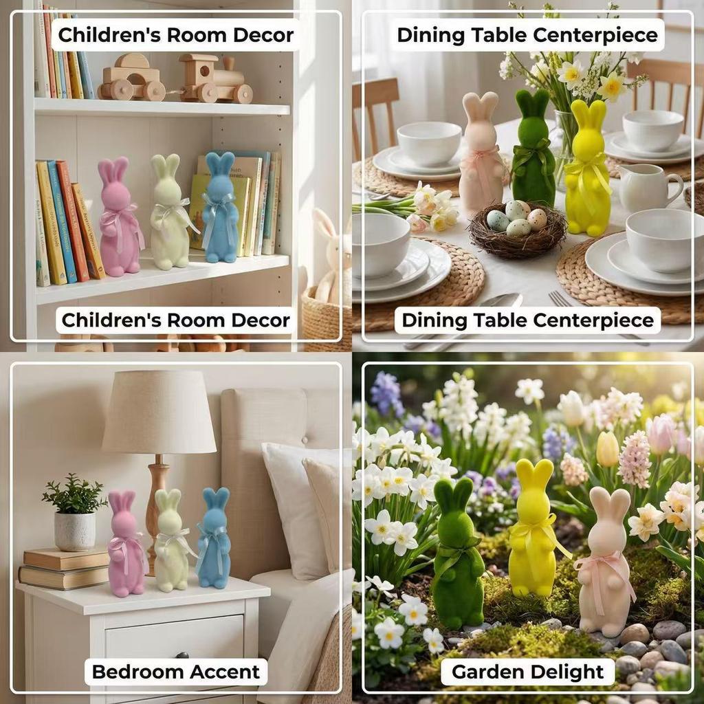 6-Color Easter Bunny Plush Moss Decoration - Cute Living Room Ornament