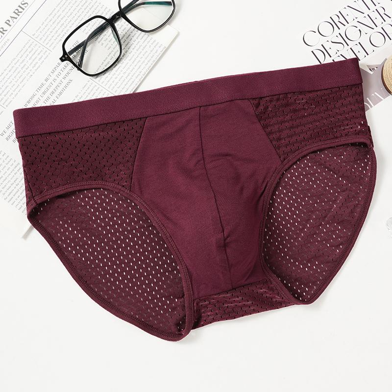 Men's Breifs Panties Boxers Male Hombre Breathable Mesh Ice Silk Men's Intimate Underpants Men Solid Color Underwear