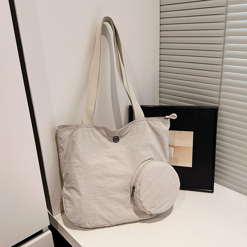 Solid Color Lightweight Women's Foldable Shoulder Bag Tote Bag