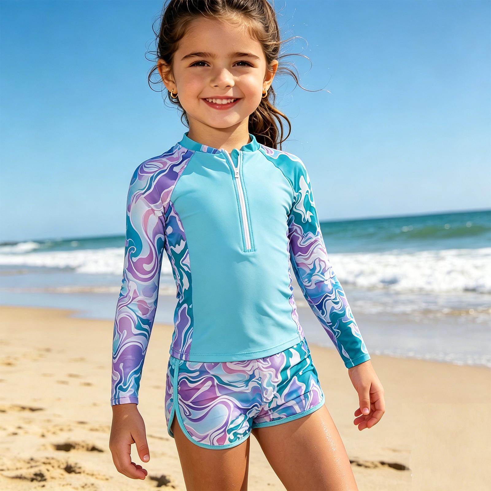 

Girls Bikini Set - Teen Swimwear Separate Top & Bottom Swimsuit Set Teen Two Piece Swimwear Swimsuit For Girls 160 небо синє кольору