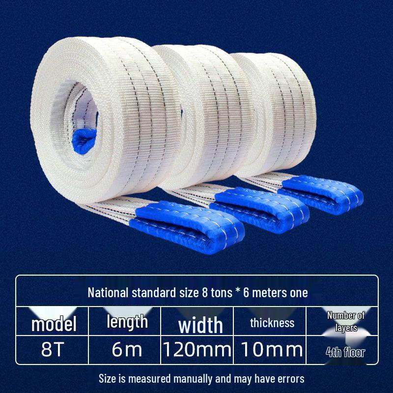 White Flat Lifting Sling - 2, 3, 5 Ton Capacities - Industrial Crane Fabric Hoist Rope