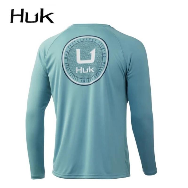 HUK Fishing Clothes Luya Long-sleeved Round-neck T-shirt Men s Sunscreen Quick-drying Breathable 7XL