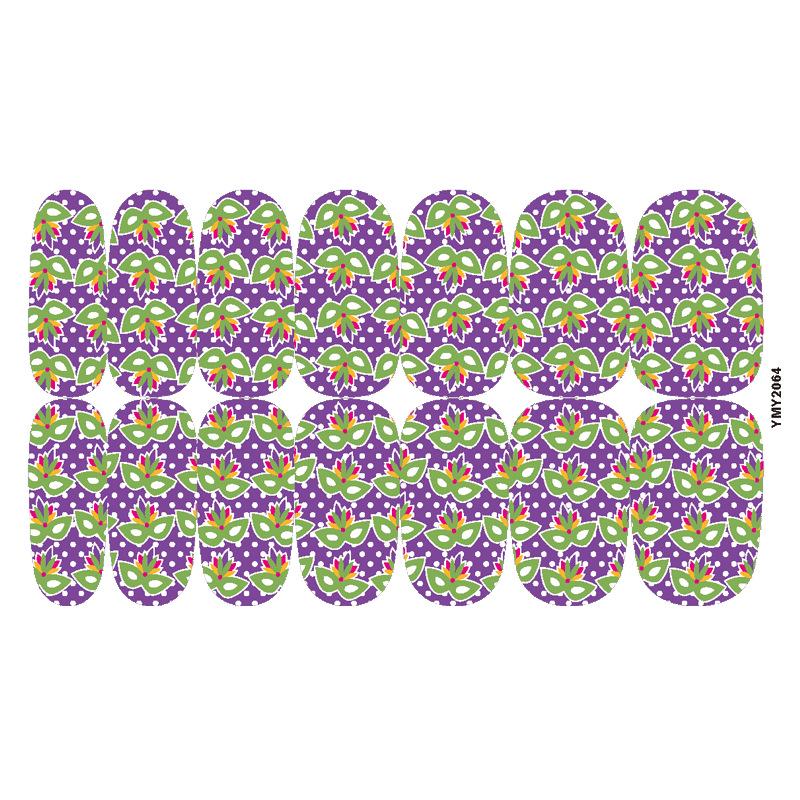 Waterproof Full Cover Party Nail Stickers - Colorful Designs (YMY2057-2072)