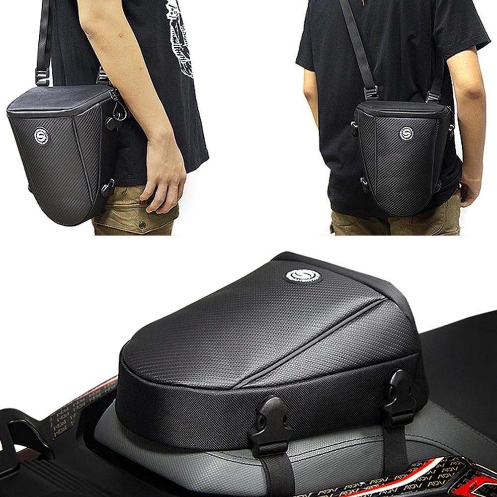 Universal Black Motorcycle Bag Rear Seat Bag Tail Pack Multifunctional Crossbody Bag Riding Gears With Outdoor Raincover
