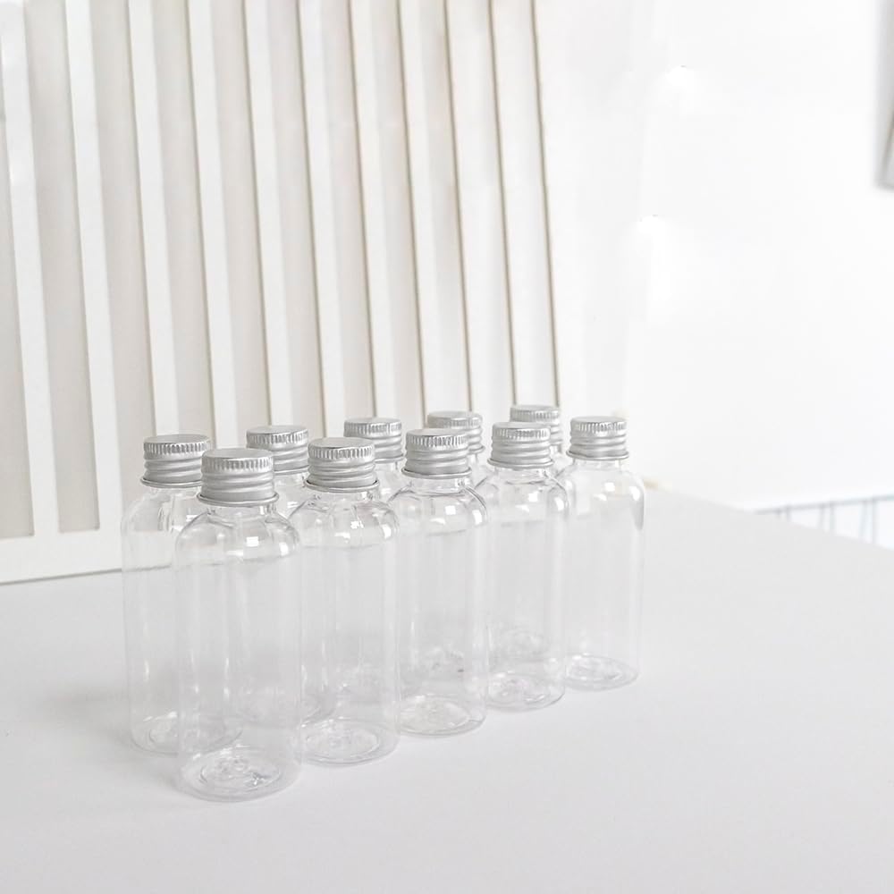 LIMUNJIZ Travel Bottles Set 10pcs 30ml Clear Plastic Containers with Aluminum Caps for Liquids
