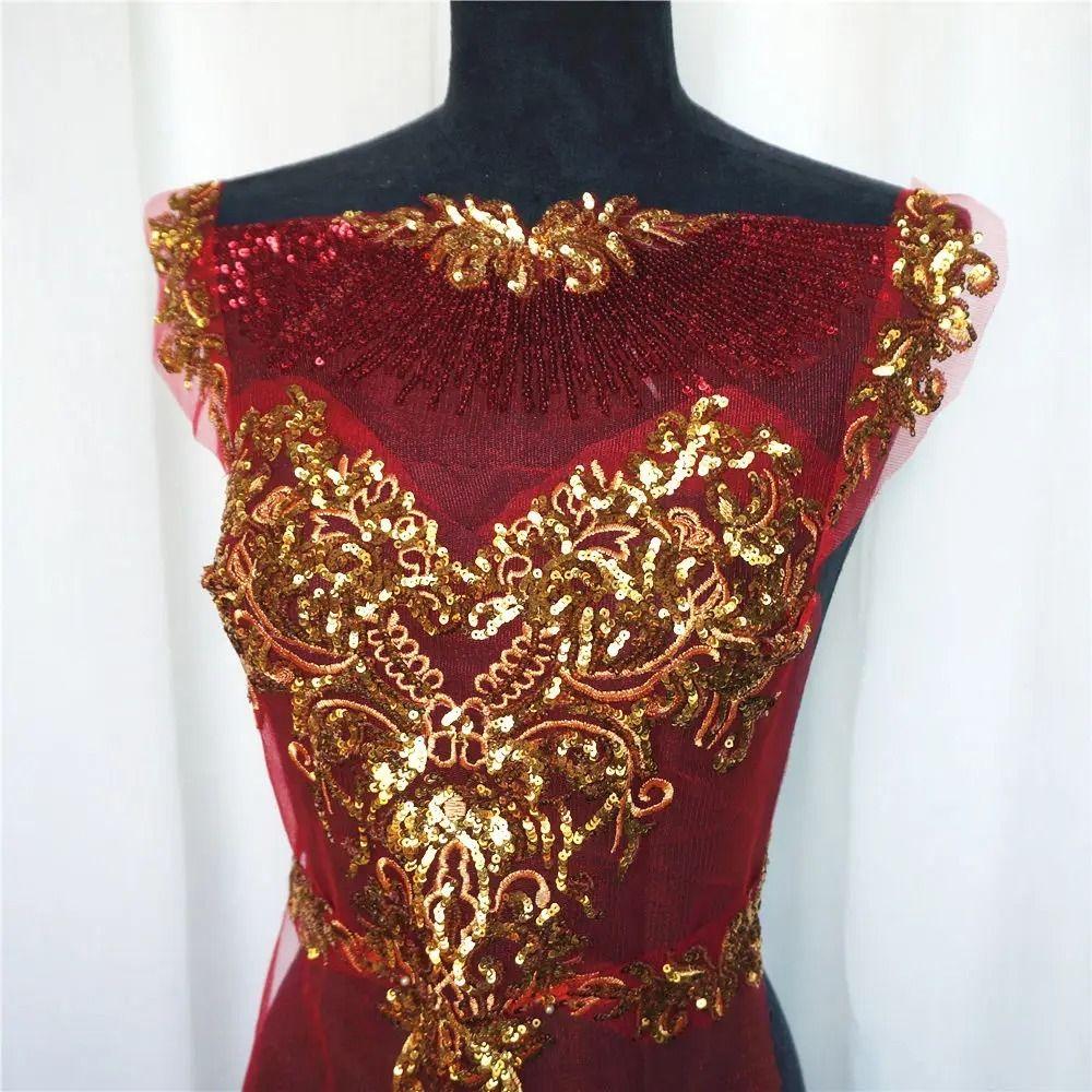 Appliques Large Flowers Gold Sequined Appliques Mesh Epaulette DIY Embroidery Lace Appliques Sequin Patches