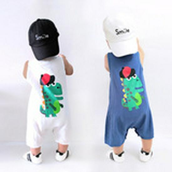 Korean Style Sleeveless Bamboo Infant Romper - Solid Color Summer Baby Onesie