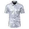 Camicia da Uomo Nightclub Disco Manica Corta Camicia Lucida Abito da Festa Danzante Camicie per Uomo Abbigliamento